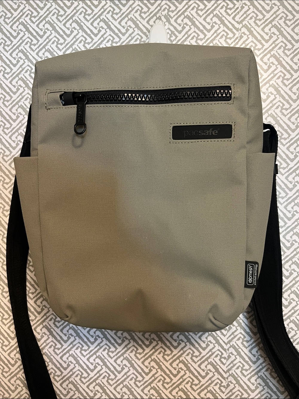Pacsafe Taupe Instasafe Z200 Messenger Crossbody Bag with Black Strap